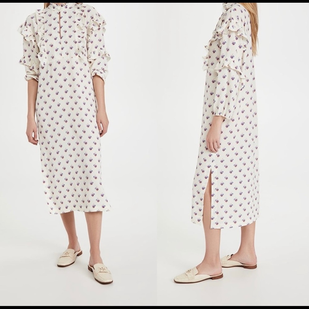 Baum Und Pferdgarten Ahadi Dress Midi Ruffle Floral Fannik Flower NWT